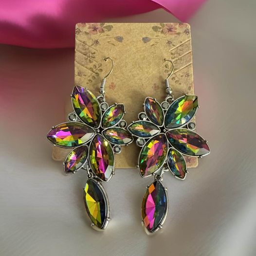 Oil Spill Flower Earrings