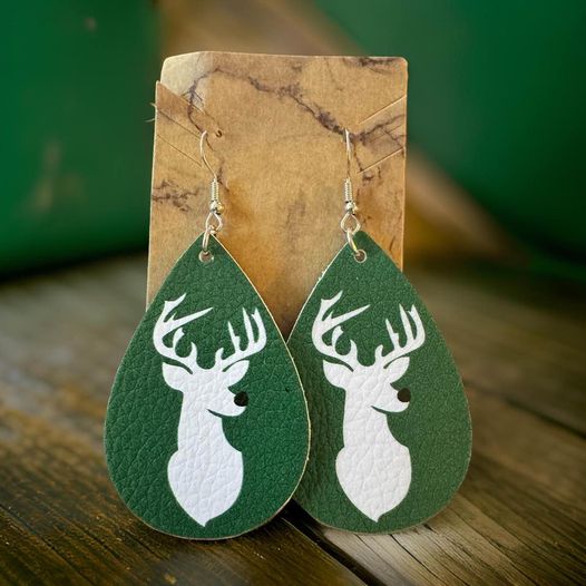 White Reindeer Leather Earrings