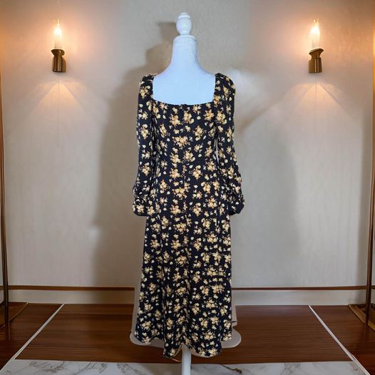 Floral Black/Yellow Dress Size Small