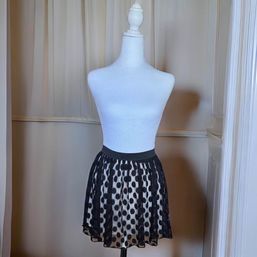 Black Polka Dot Mini Skirt Size M