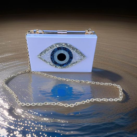 White Evil Eye Clutch