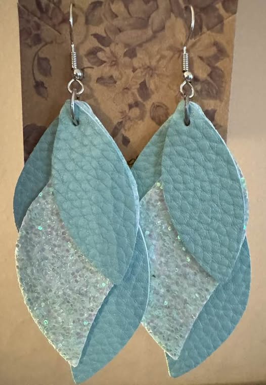 BLUE LEATHER EARRINGS