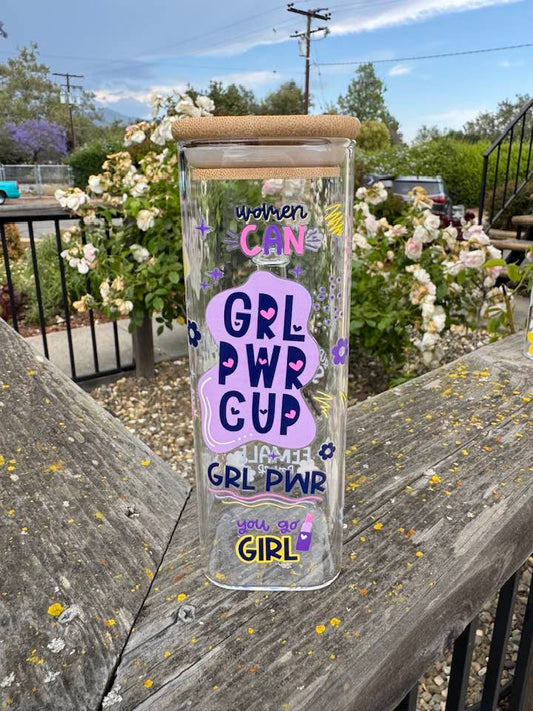 GIRL POWER CUP GLASS CUP