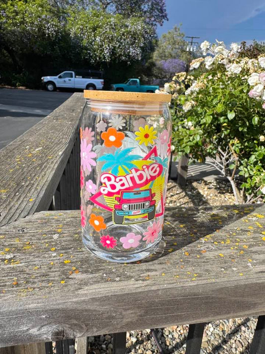 BARBIE JEEP GLASS CUP
