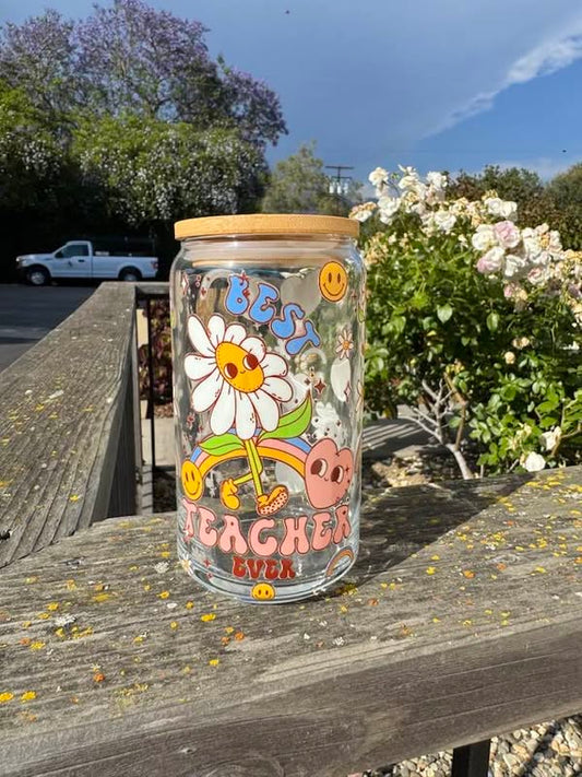 BEST TEACHER EVER GLASS CUP