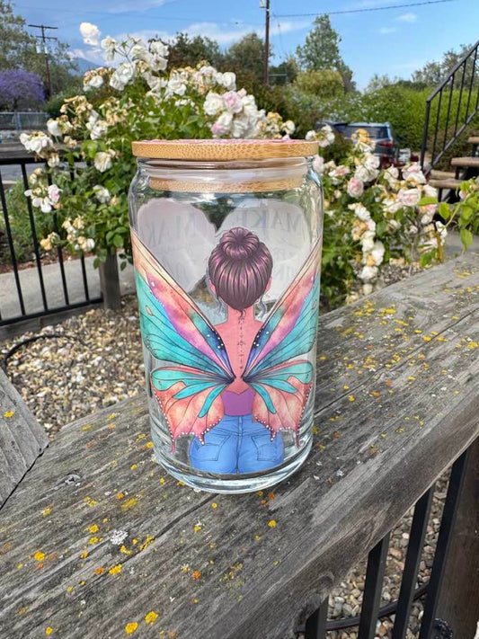 GIVE YOURSELF WINGS INSPIRATIONAL GLASS CUP