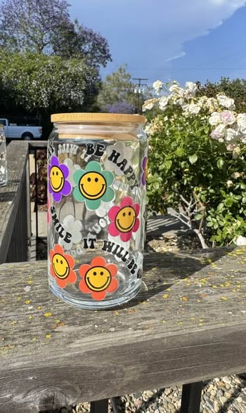 HAPPY FACES GLASS CUP
