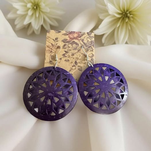 PURPLE WOOD EARRINGS