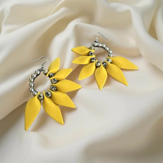 YELLOW LEATHER PEDAL EARRINGS