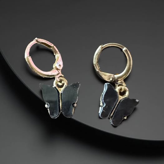 BLACK MINI BUTTERFLY EARRINGS