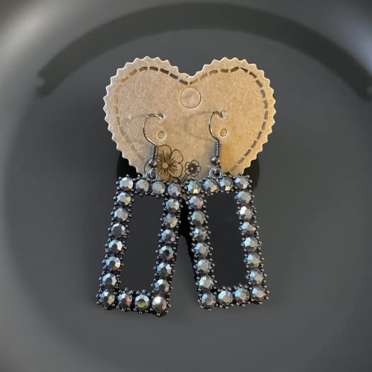 GUNMETAL RECTANGLE EARRINGS