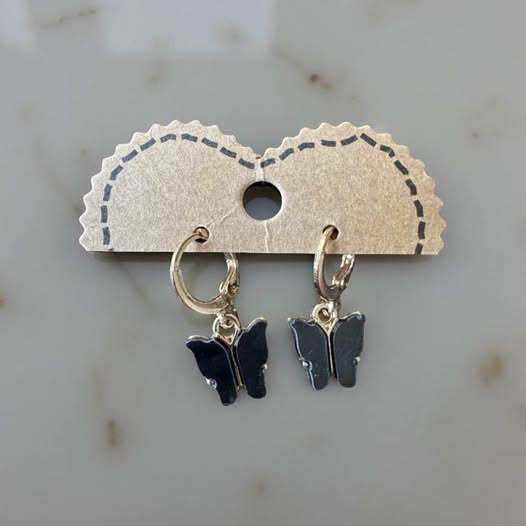 BLACK MINI BUTTERFLY EARRINGS