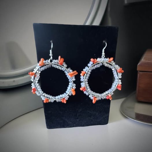 ORANGE JAGGED STONE EARRINGS