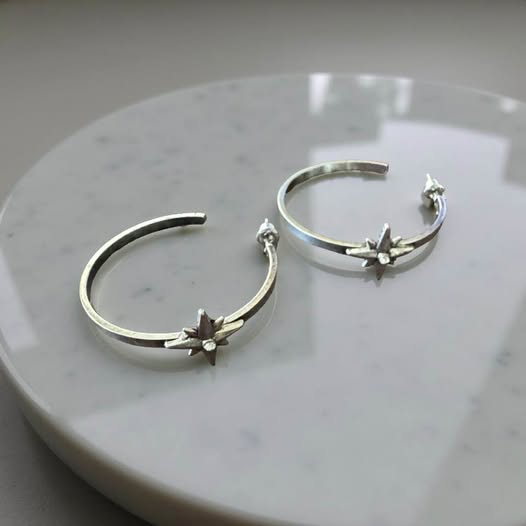 STAR SILVER HOOP;S