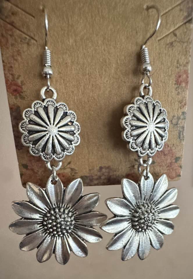 SUNFLOWER SILVER EARRINGS