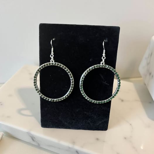 GREEN RHINESTONE EARRINGS