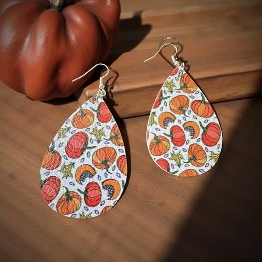 PUMPKIN LEATHER HOLIDAY EARRINGS