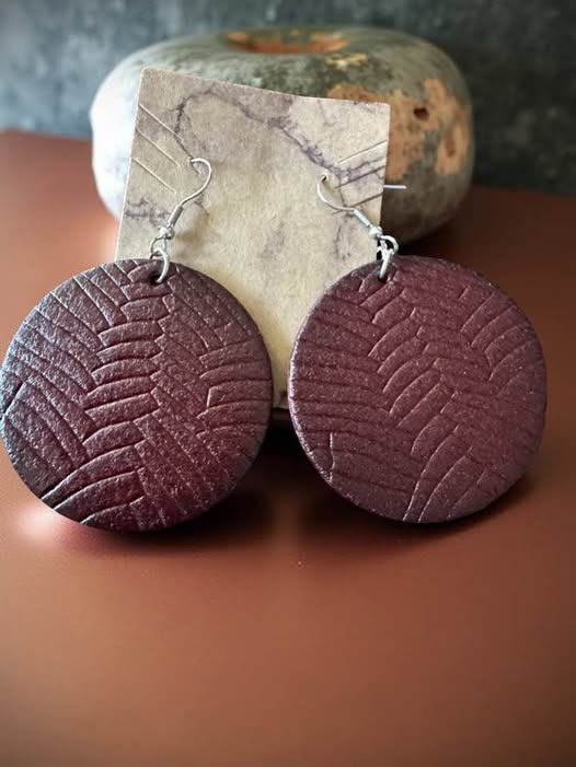 BROWN LEATHER EARRINGS