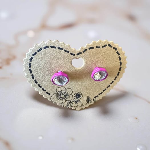 PINK RHINESTONE STUD EARRINGS