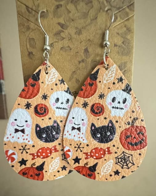 LEATHER HALLOWEEN EARRINGS