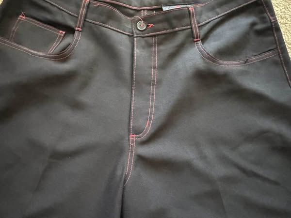 90s Vintage Johnny Suede Flame Embroidered Lightweight Dress Pants