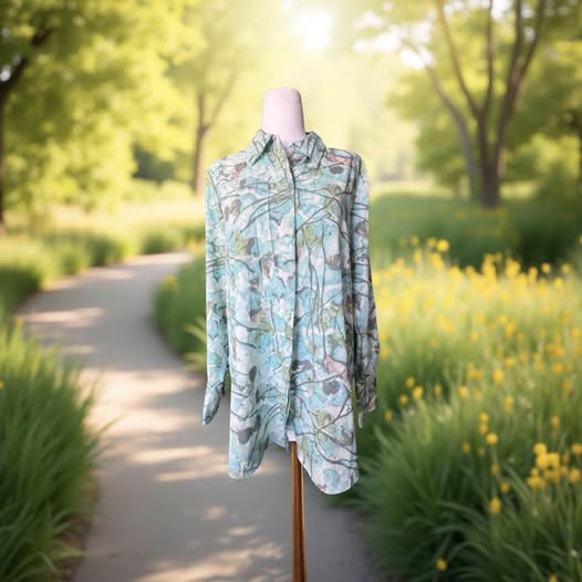 MULTI PATTERN BUTTON DOWN BLOUSE SIZE XL