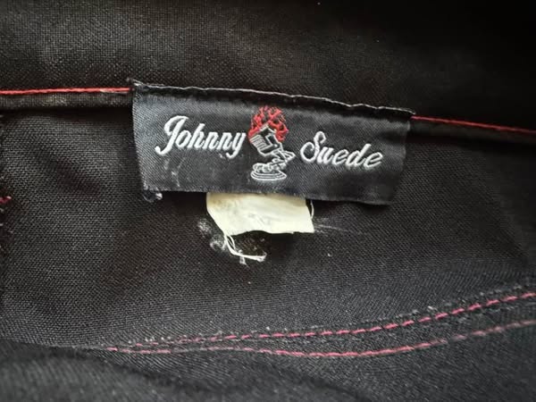 90s Vintage Johnny Suede Flame Embroidered Lightweight Dress Pants