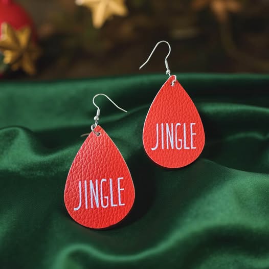 RED JINGLE LEATHER EARRINGS