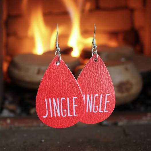 RED JINGLE LEATHER EARRINGS