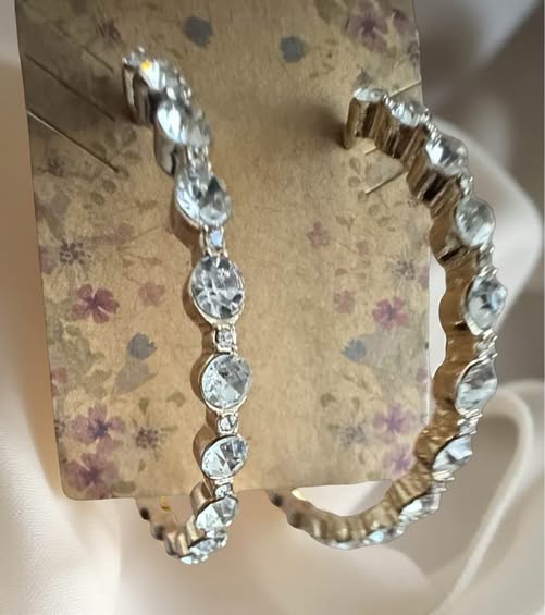 RHINESTONE GOLD LARGE HOOPS