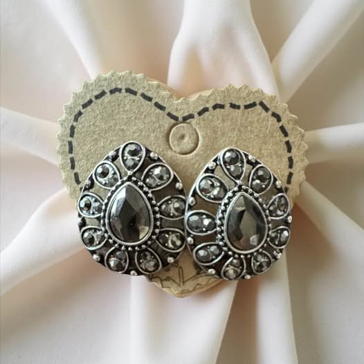 HEMATITE TEAR DROP STUD EARRINGS