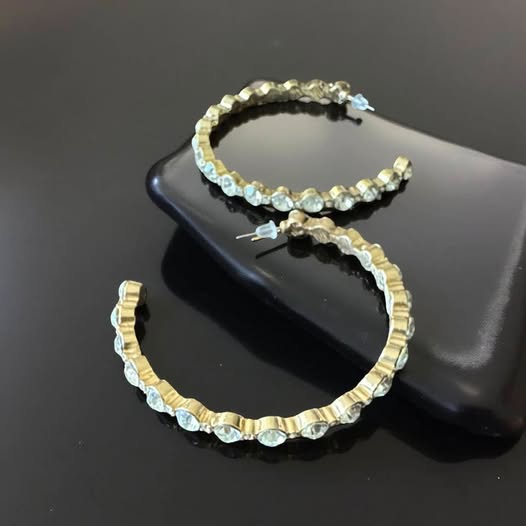 RHINESTONE GOLD LARGE HOOPS