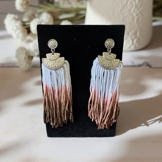 BROWN OMBRE TASSEL EARRINGS