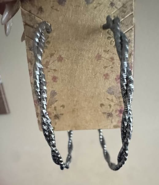 DARK SILVER TWISTED LARGE HOOPS