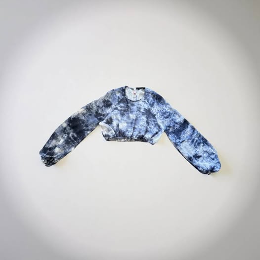 SKY BLUE AND WHITE TIE DYE CROP TOP SIZE S