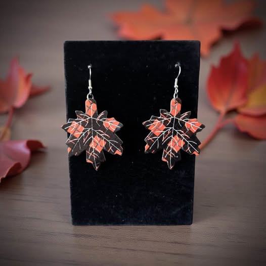 FALL LEATHER LEAF EARRINGS