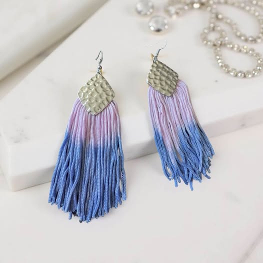 OMBRE BLUE/PINK TASSEL EARRINGS