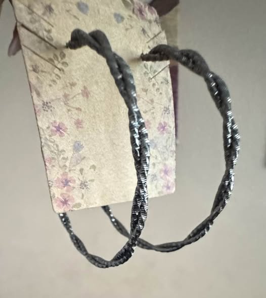 DARK SILVER TWISTED LARGE HOOPS