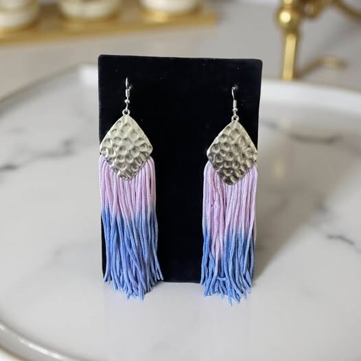 OMBRE BLUE/PINK TASSEL EARRINGS