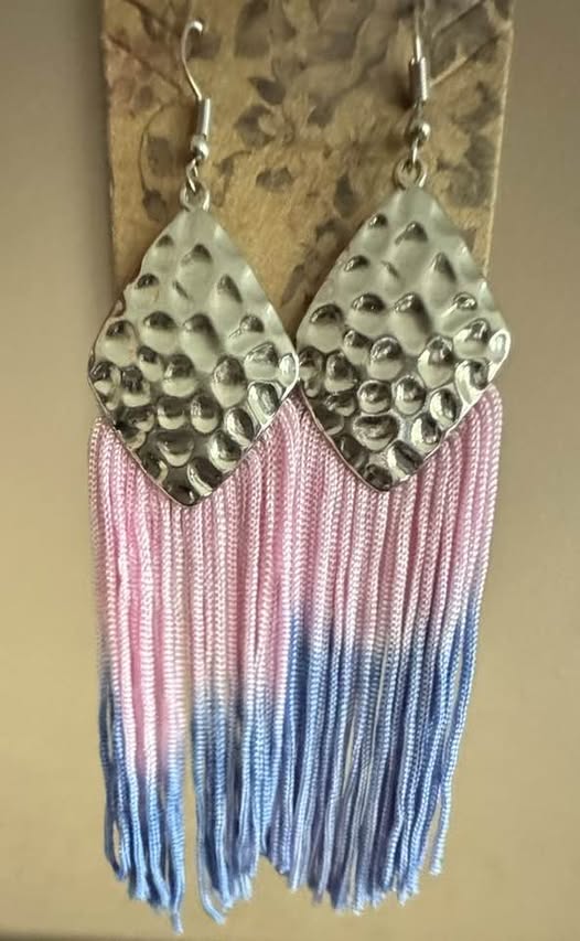 OMBRE BLUE/PINK TASSEL EARRINGS