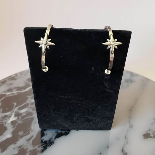 STAR SILVER HOOP;S