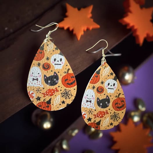 LEATHER HALLOWEEN EARRINGS