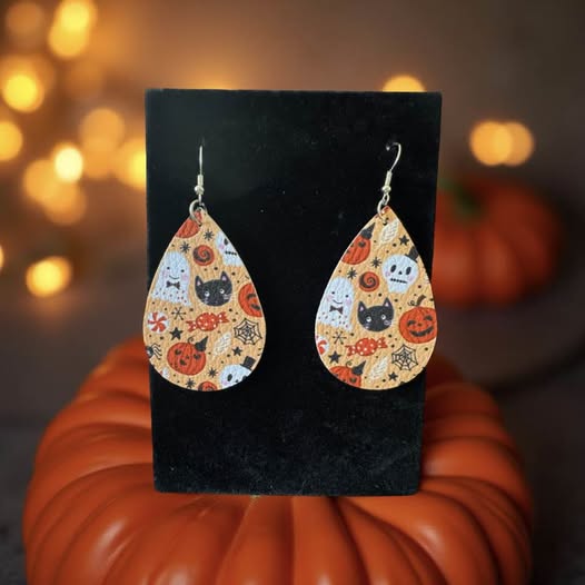 LEATHER HALLOWEEN EARRINGS