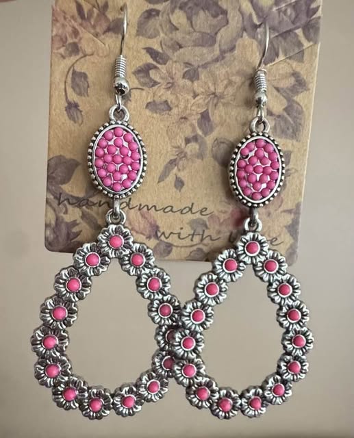 PRETTY PINK STONE EARRINGS