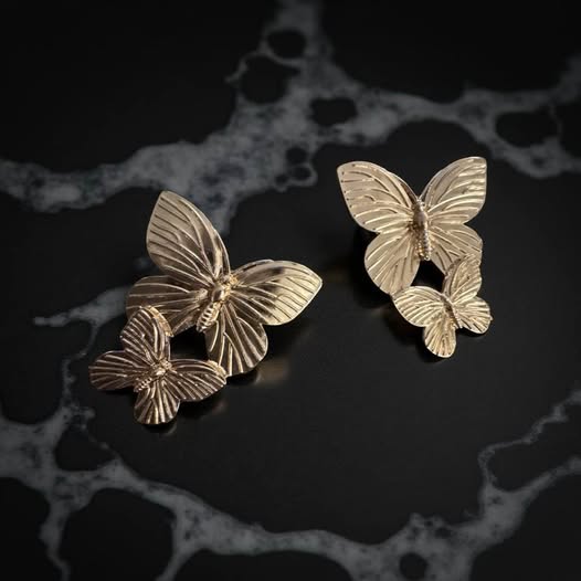 DOUBLE GOLD BUTTERFLY EARRINGS