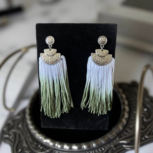 GREEN OMBRE TASSEL EARRINGS
