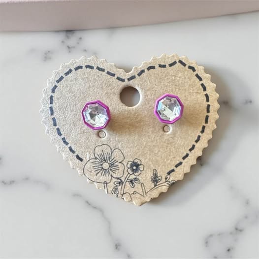 PINK RHINESTONE STUD EARRINGS