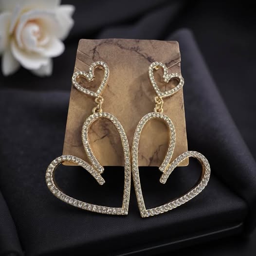 DOUBLE HEART BLING EARRINGS