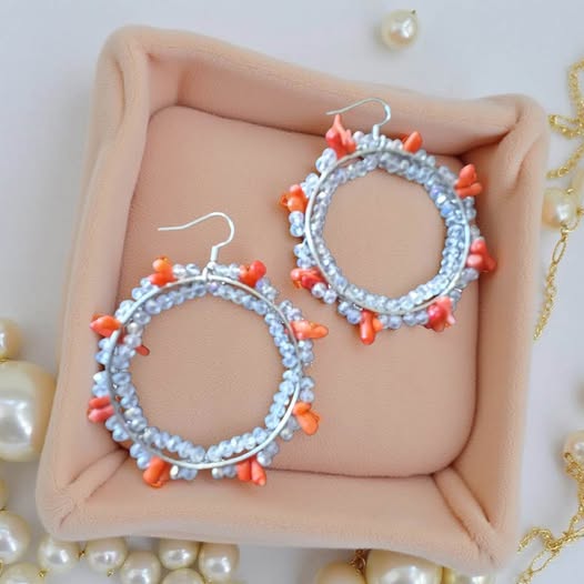 ORANGE JAGGED STONE EARRINGS