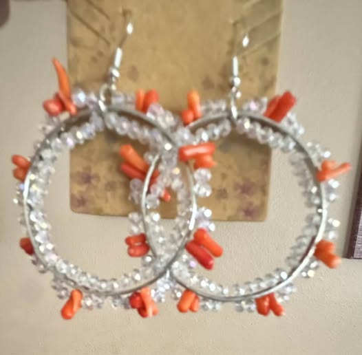 ORANGE JAGGED STONE EARRINGS